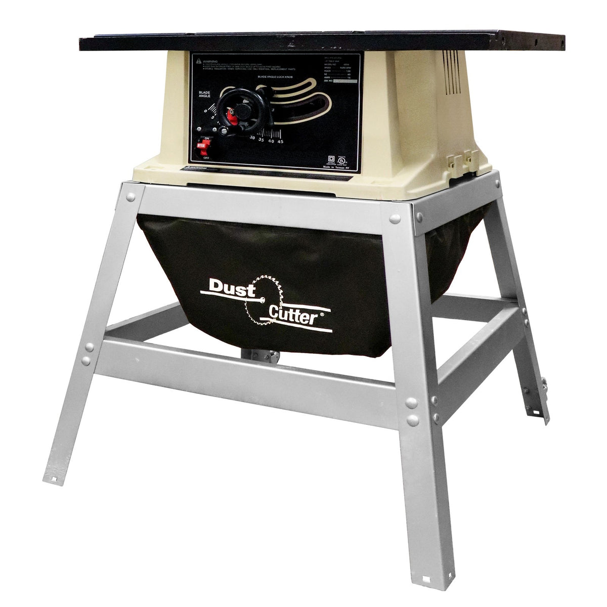 Milescraft DustCutter Table Saw Dust Collection Bag in use on a table saw
