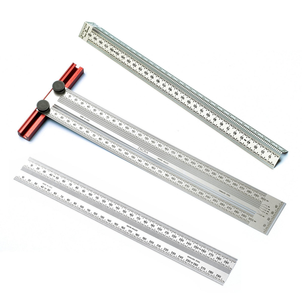 Incra 300mm Precision Rule Set with Hook End Marking Rules for woodworking accuracy