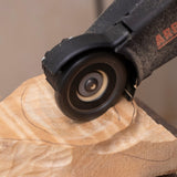 Arbortech Mini Pro Blade attachment on wood carving tool, showing detailed cutting teeth
