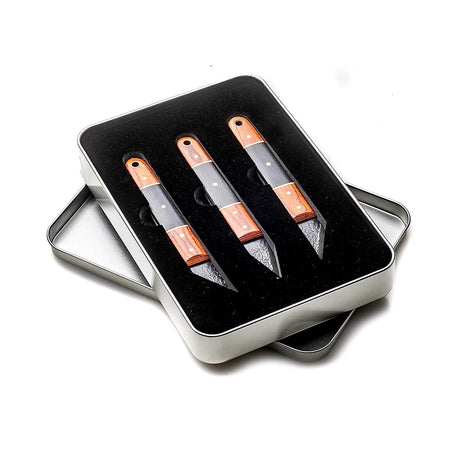 Luban 3 Piece Woodworking Marking Knives Set, M2 HSS Steel - Spear point & left/right bevel knives for precision joinery layout