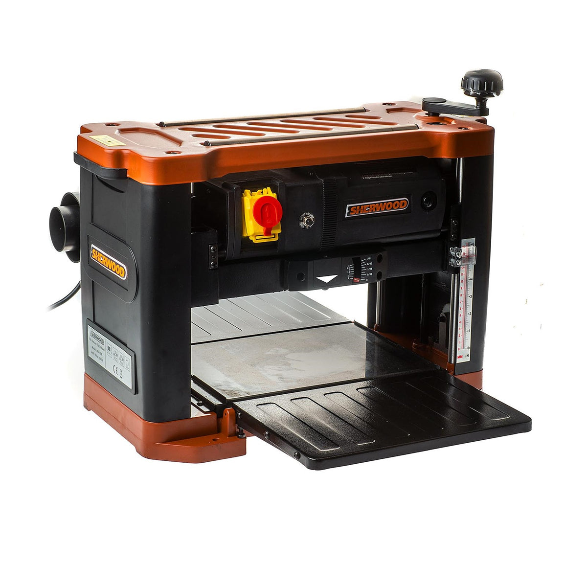 Sherwood 13in Deluxe Benchtop Thicknesser in action with Straight Blade Cutterhead