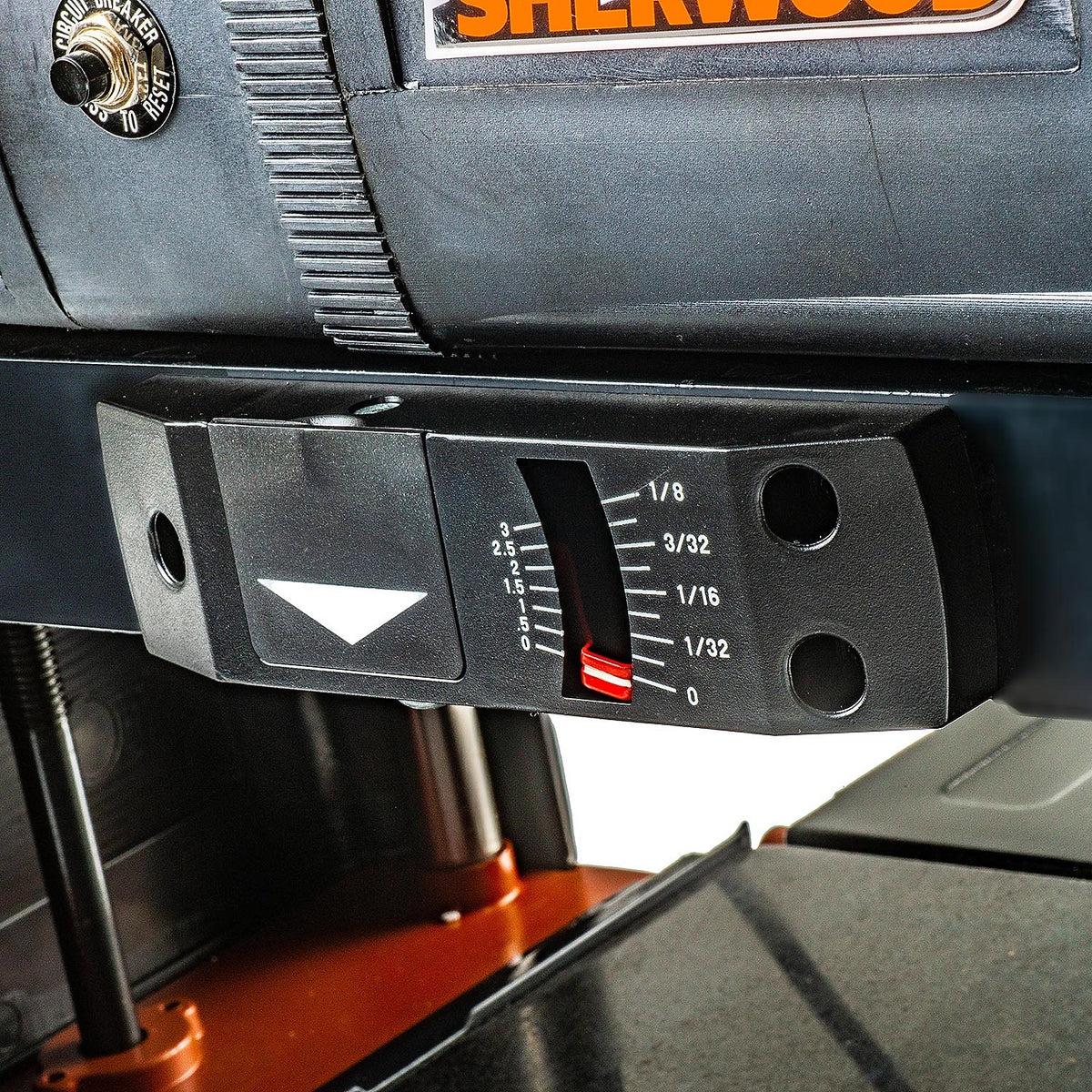 Sherwood 13in Deluxe Benchtop Thicknesser in action, showcasing sturdy construction and precise straight blade cutterhead