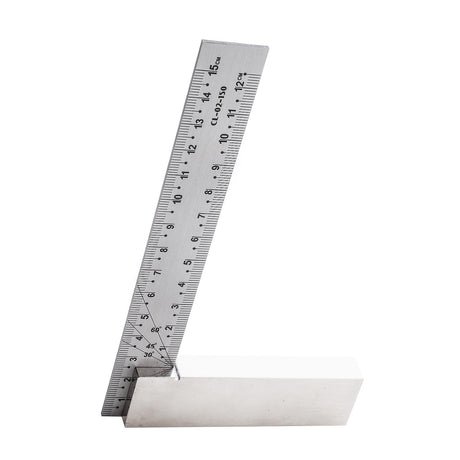 Stainless steel magnetic base try square with metric and imperial scale, featuring carbon steel handle with 3 magnets