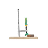 MicroJig Dovetail Track Clamp AP in use, below-surface securing feature demonstrated