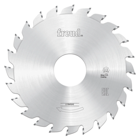 Freud Adjustable Scoring Saw Blade 80mm - Top view showing adjustable split scoring blade design