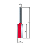 Freud 1/2in Shank Double Flute Straight Router Bit in use on timber slab