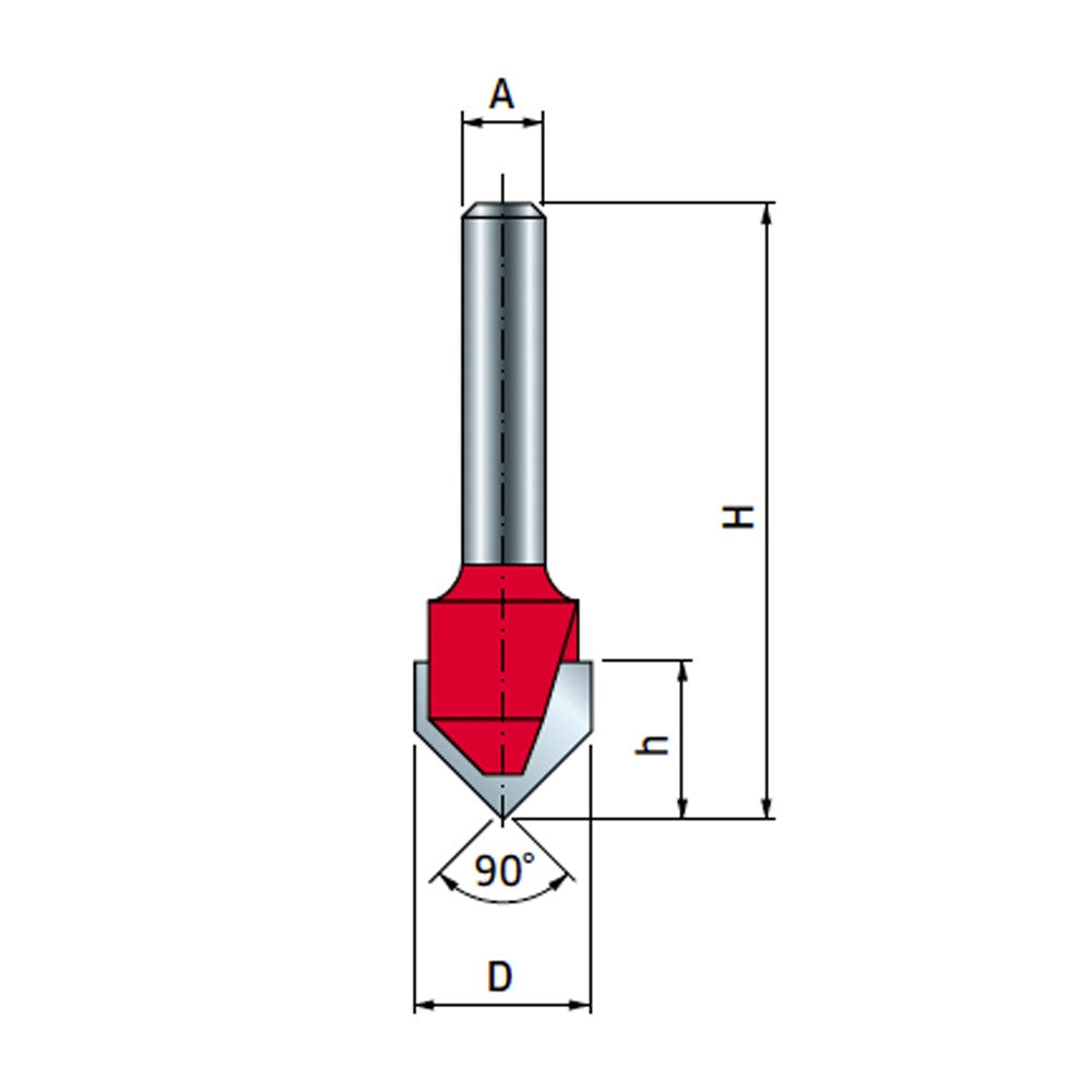 Freud V Groove Router Bit 90 Degree Angle 12.7mm Diameter 1/4in Shank in use for signmaking and engraving