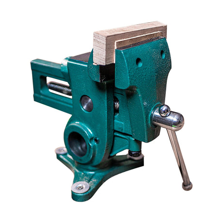 Torquata Parrot Vice 125mm: Above bench swivelling machinist's vise with unique tightening cam for versatile workshop use