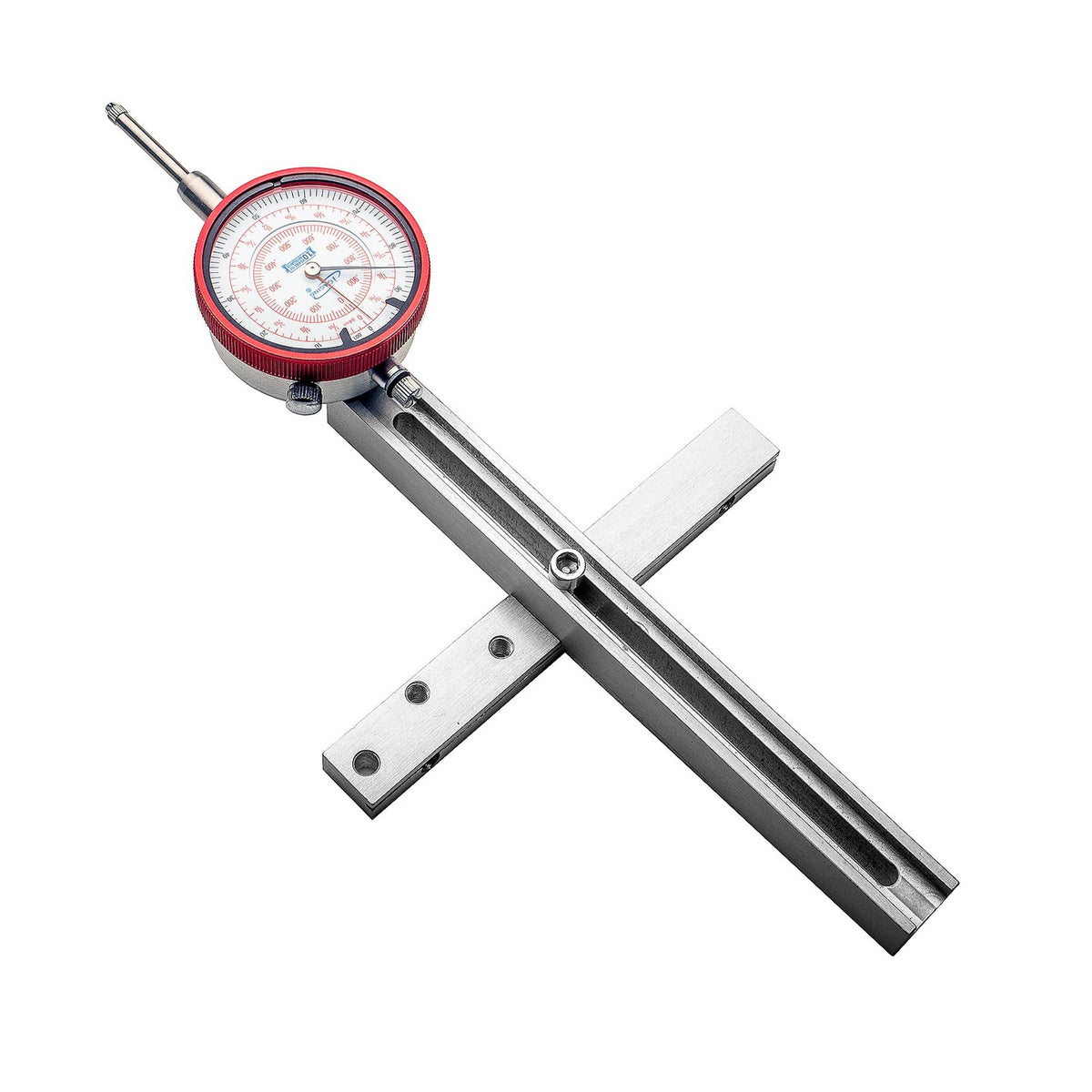 iGaging EZ-Align Dial Indicator Saw Alignment System in use on table saw