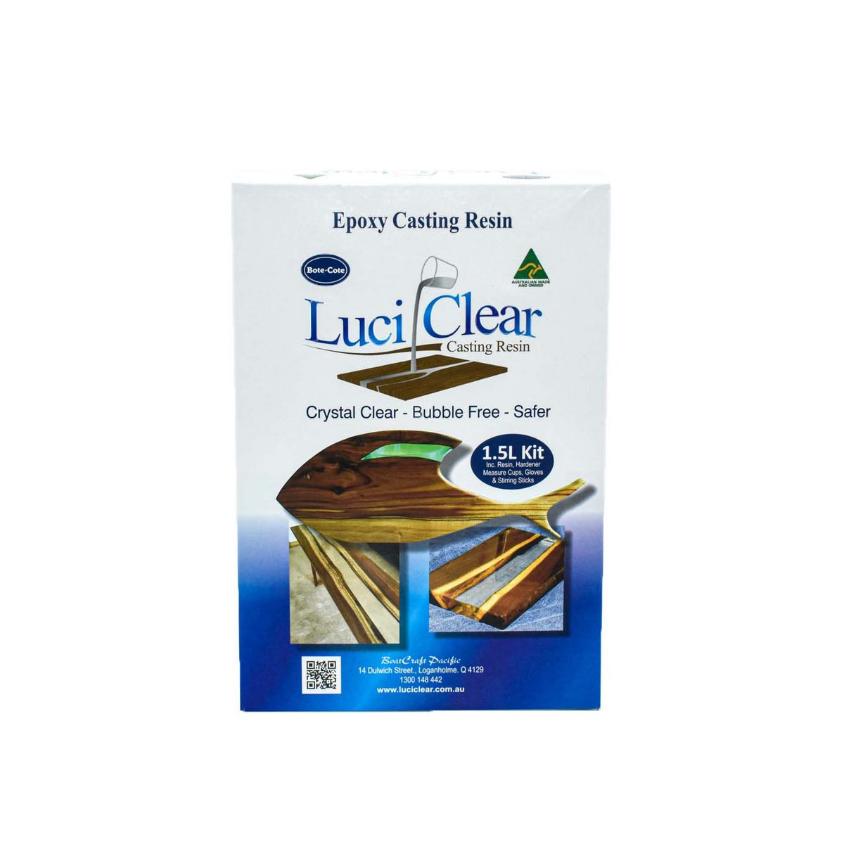 Clear epoxy resin for deep casting, ideal for river tables and embedments. Ultra clear finish for woodworking projects