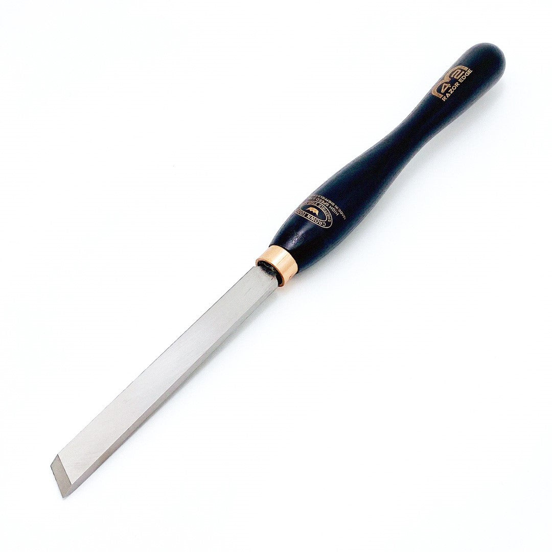 Crown Skew Chisel 19mm M42 Cryogenic Steel tool for woodturning craft, showcasing precision and durability