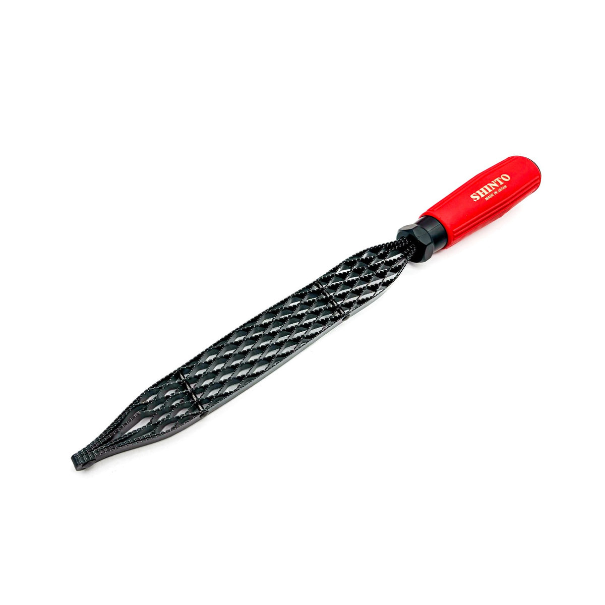 Shinto Double-Sided Japanese Saw Rasp showcasing coarse and fine teeth, ideal for precise wood shaping