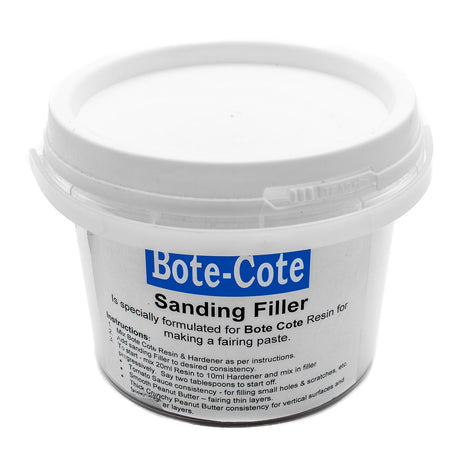 Bote-Cote Lightweight Sanding Filler powder being mixed with epoxy resin paste