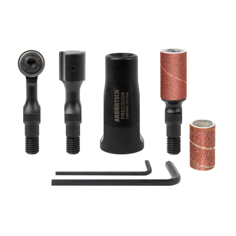 Arbortech Precision Carving System Starter Set for Angle Grinders, showcasing the Universal Base attachment for enhanced carving precision