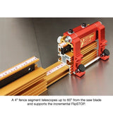 Incra Miter 5000 Deluxe Crosscut Sled System showing adjustable fence and T-tracks
