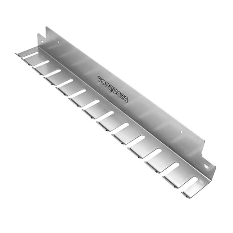 Torquata Steel Clamp Rack holding 12 parallel clamps on wall