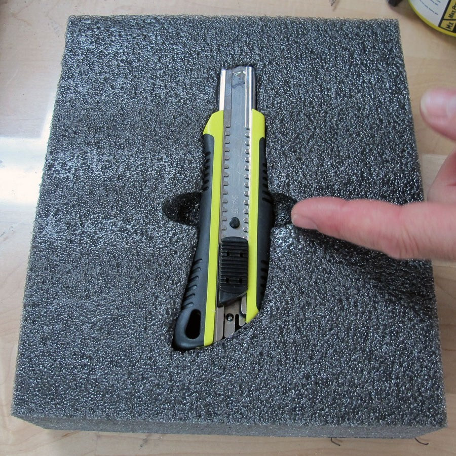 Fastcap Kaizen Foam Grey on White 20 x 1220 x 610mm insert in workspace