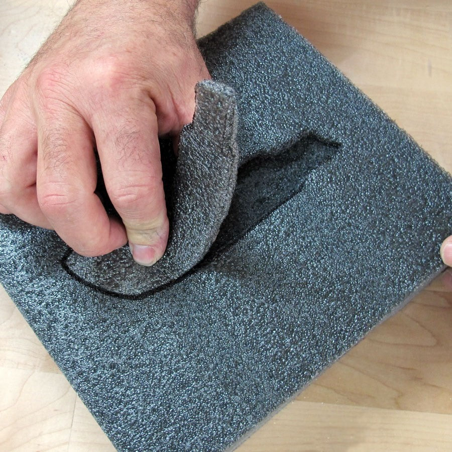 Grey Kaizen Foam Organisational Insert for Woodworking Tools, angled view