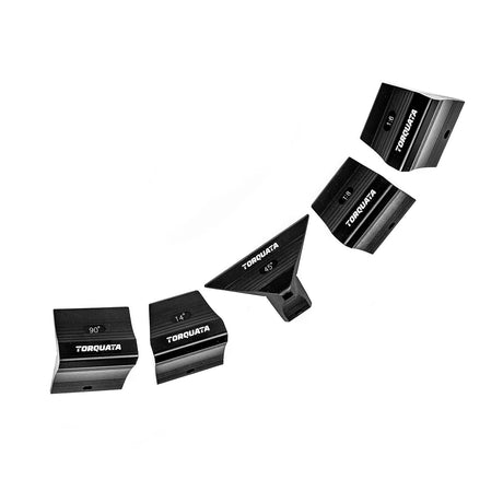 Torquata Set of 5 Layout Saddles for Dovetails and Box Joints in black anodised aluminium