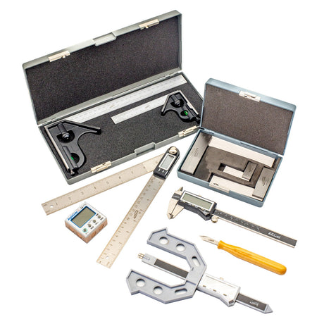 iGaging 10-Piece Ultimate Measuring Kit with Square, Protractor, Caliper, and Gauge - High-quality woodworking tools from Australia