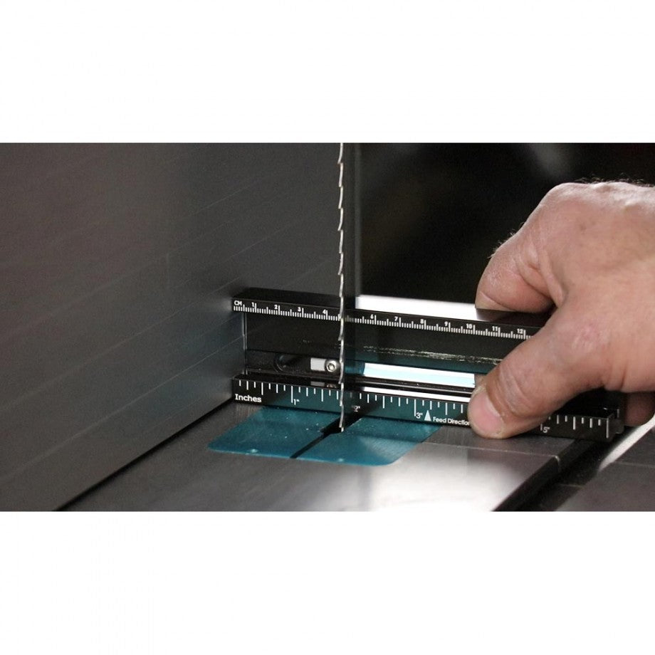 BOW Products Bandsaw GuidePRO Featherboard Set in use with bandsaw