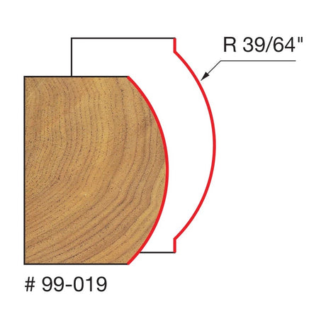 Freud 15.5mm Radius Convex Edge Router Bit for bullnose edges and drawer pulls