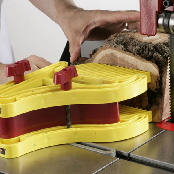 Milescraft D/T Featherboard Stacked with Mitre Bars and T-slot Bolts in use on woodworking project
