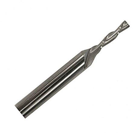 Milescraft 1/8in Carbide Downcut Spiral Router Bit in use with the Design Inlay Kit. Tungsten carbide, 1/4in Shank