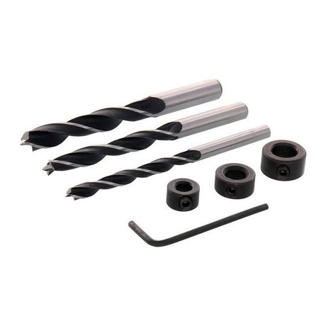 Milescraft Bradpoint Drill Bit and Stop Set of 3 Metric 6mm 8mm 10mm in action, drilling with precision