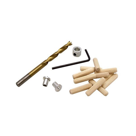 Milescraft Wood Dowel Jointing Set 6mm with Brad Point Drill Bit and Stop - Complete kit for precise wooden dowel installation