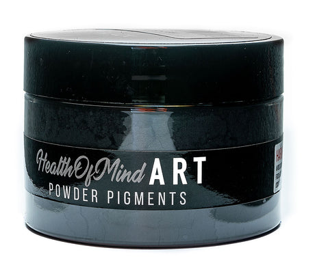 Health of Mind Art Jet Black 50g Pearlescent Pigment Mica Powder for Epoxy Resin packet close-up