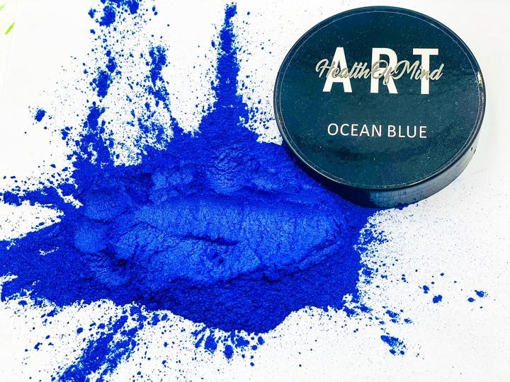 Health of Mind Art Ocean Blue 50g Pearlescent Pigment Mica Powder for Epoxy Resin in Australian woodworking tools store