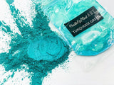 Health of Mind Art Turquoise Green 50g Pearlescent Mica Powder in Epoxy Resin container