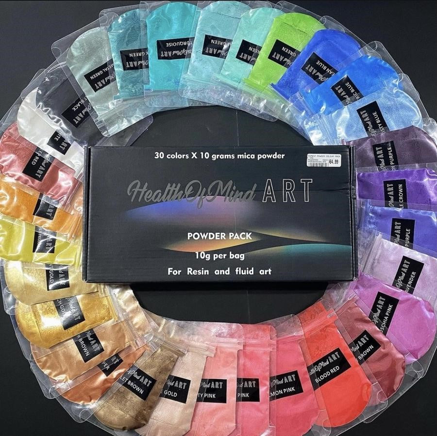 Assorted colour pack of pearlescent mica powders for epoxy resin - Health of Mind Art