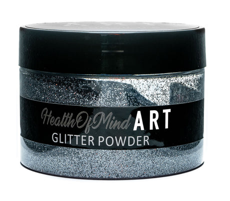Health of Mind Art Gun Silver Metallic Glitter Powder 50g for Epoxy Resin - Shimmery silver glitter for resin art