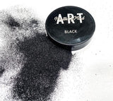 Black metallic glitter powder for epoxy resin, offers dazzling metallic finish with secondary rainbow effect, suitable for resin art