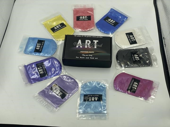 Health of Mind Art Pearlescent Mica Powders for Epoxy Resin assorted colour pack 10 x 10g bags in Australian woodworking tools store