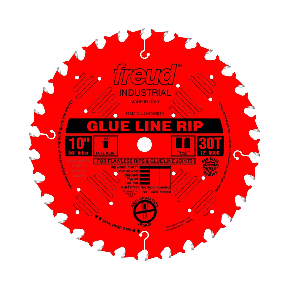 Freud Glue Line Rip Cut Circular Saw Blade, 254mm diameter, 30 teeth, for smooth heavy-duty ripping in timber and composites