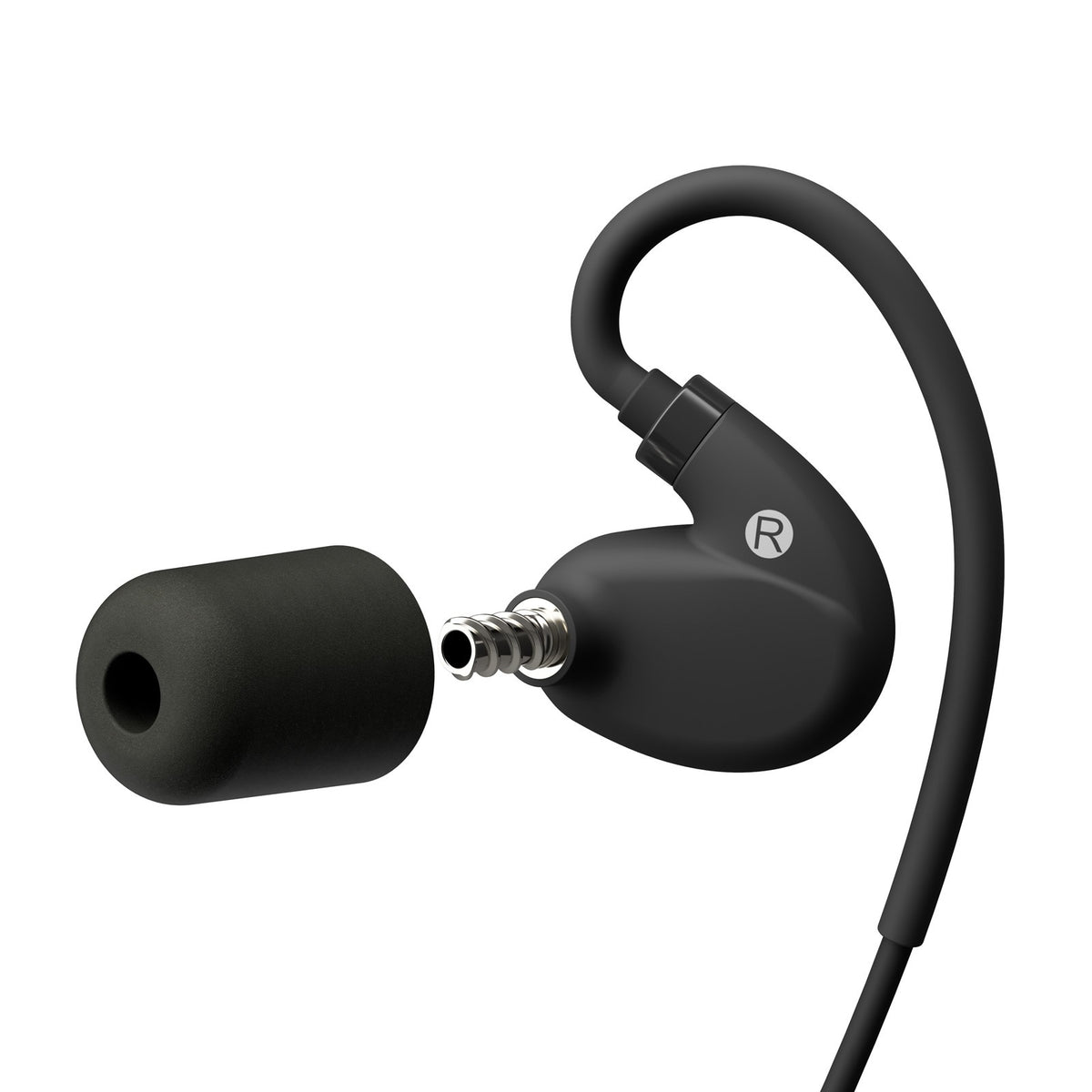 ISOtunes PRO 2.0 Matte Black Noise-Isolating Earbuds angled view