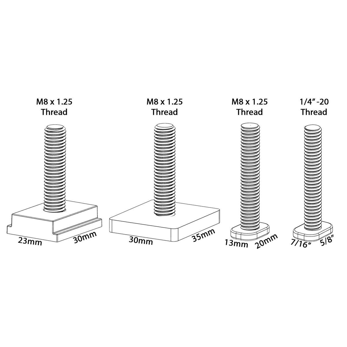 Milescraft TrackLock Universal T-Track Clamp Base Conversion Kit bolts pack