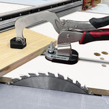 Milescraft TrackLock T-Track Clamp Base Conversion Kit on workbench with bench clamp attached