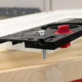 Milescraft Euro Hinge Jig in use for accurate door hinge installation