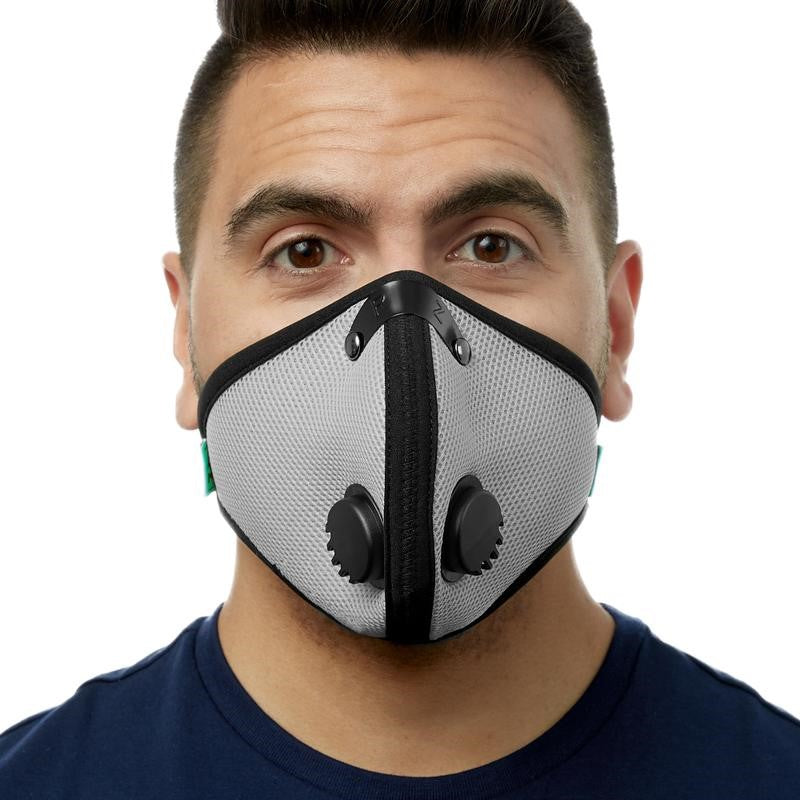 RZMask M2 Dust Face Mask - Side view showing breathable mesh titanium material and replaceable filters