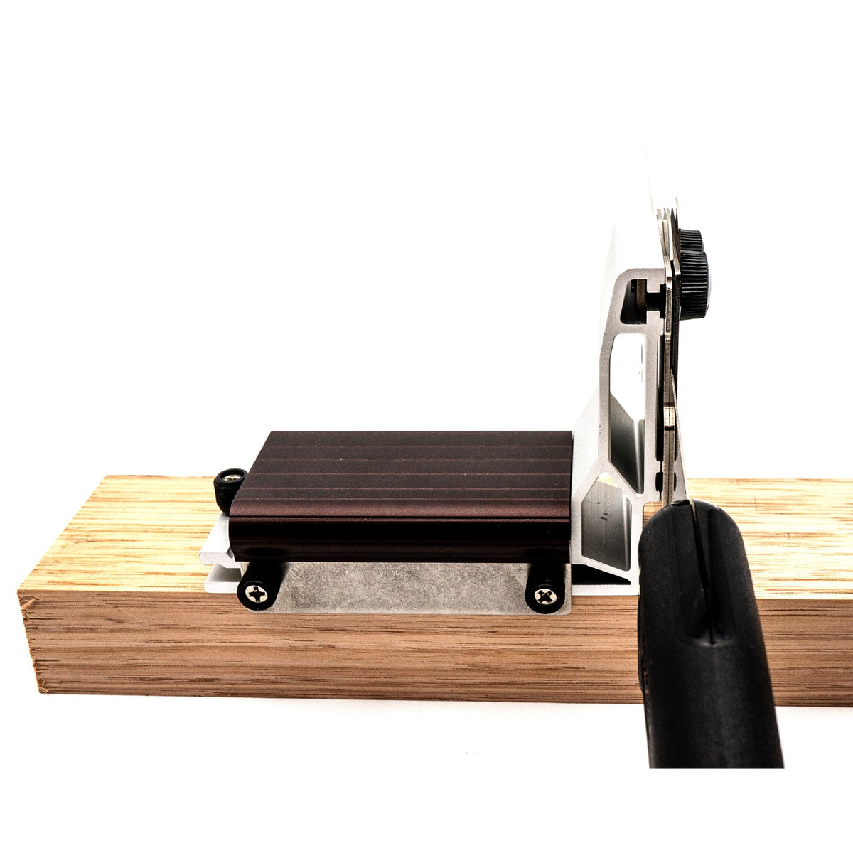 Zetsaw Japanese BEST Saw Guide demonstrating precise 45-degree angled saw cut for joinery