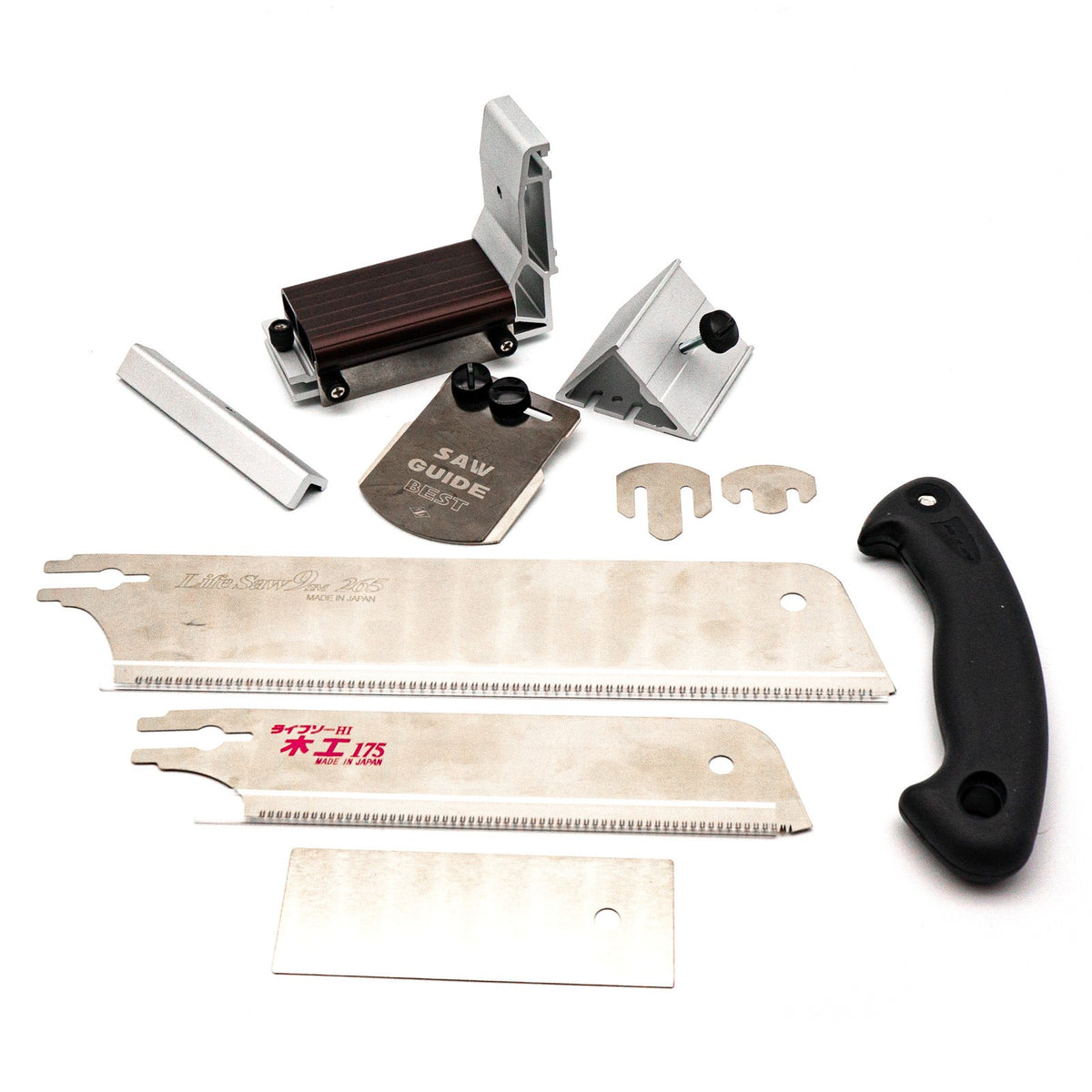 Zetsaw Japanese BEST Hand Saw Guide Set in use for precise 45-degree angle cuts