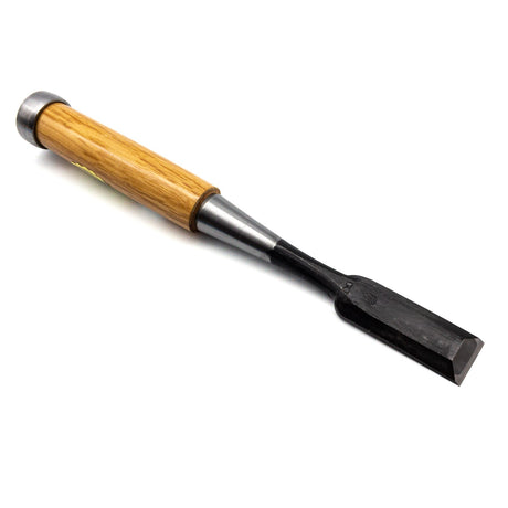 Ioroi Japanese Oire Nomi chisels with red oak handle, showcasing the high-quality craftsmanship and design