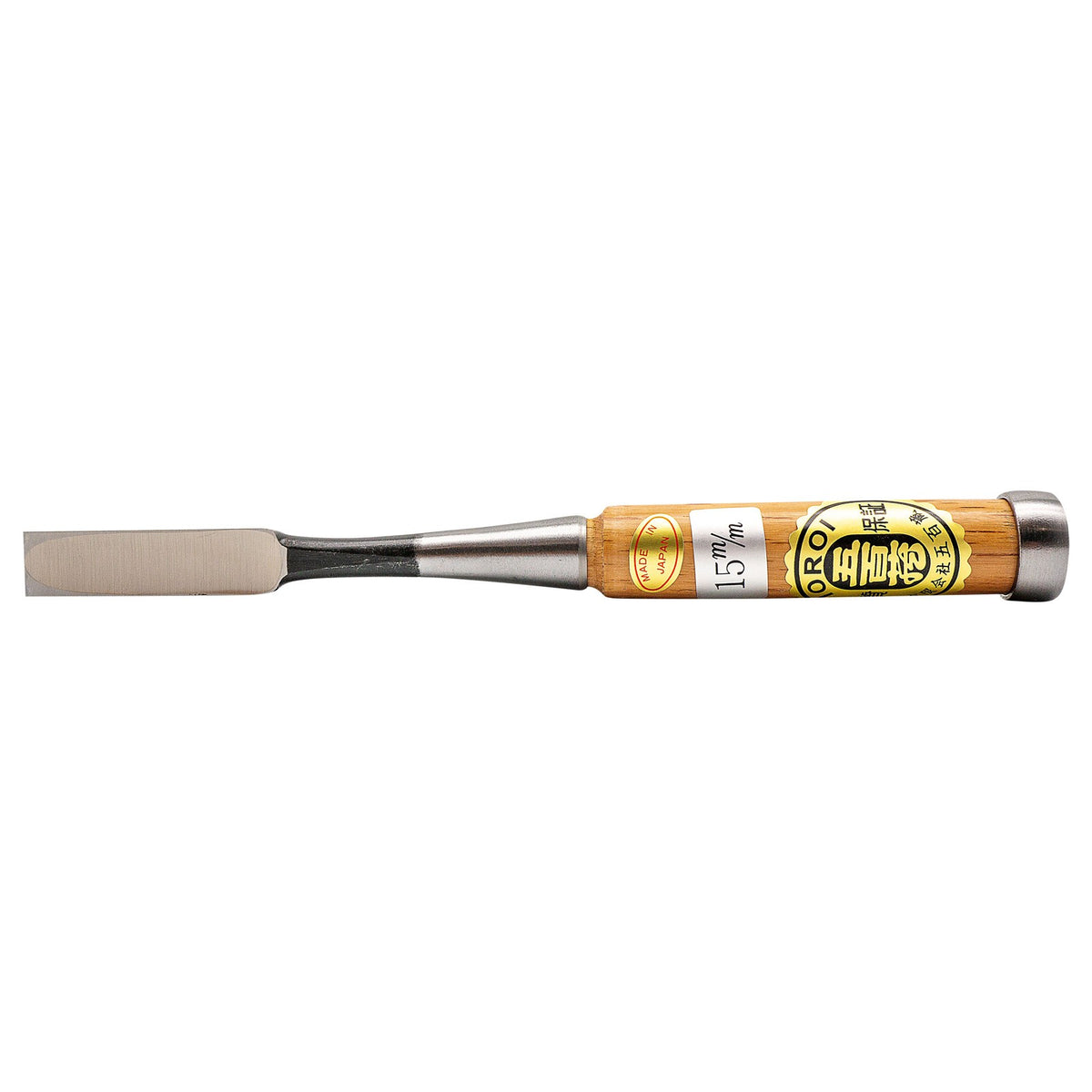 Japanese Umeki Oire Nomi Chisel 21mm angle view with Red Oak Handle