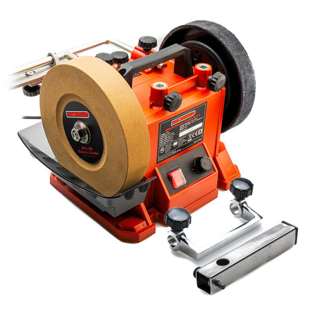 Sherwood Wet Stone Grinder 200mm with Diamond Truing Tool - Top view showing compact and versatile sharpening system