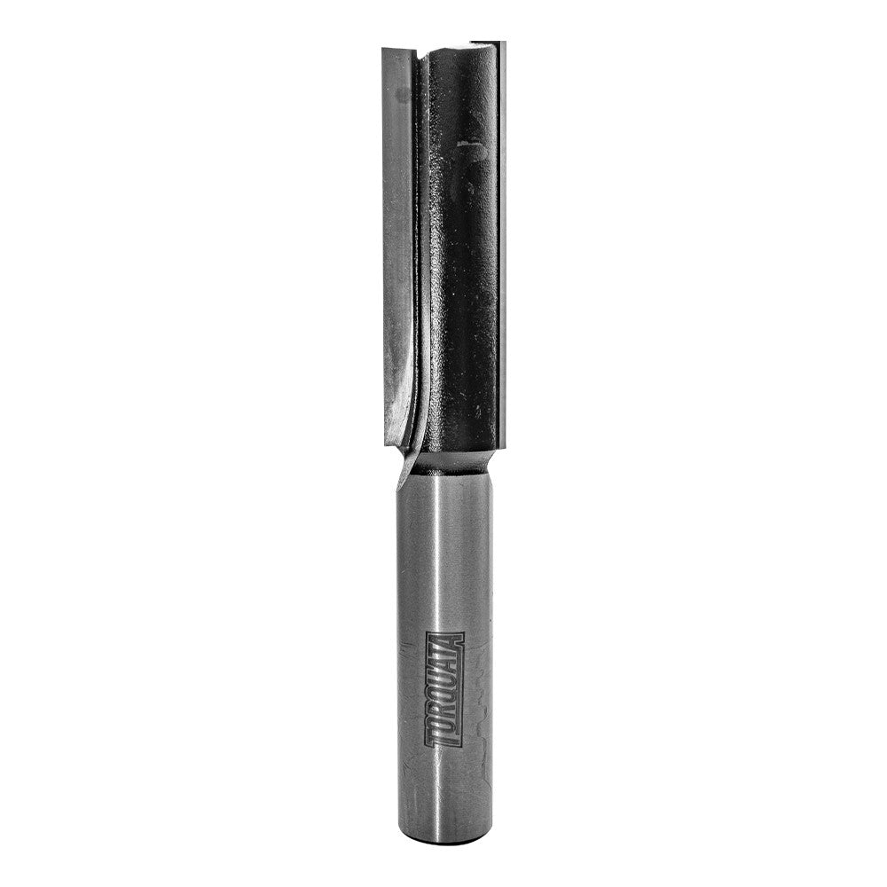 Torquata 15mm Bottom Cut Straight Plunge Router Bit detail showcasing non-overlapping cutters for clean waste removal
