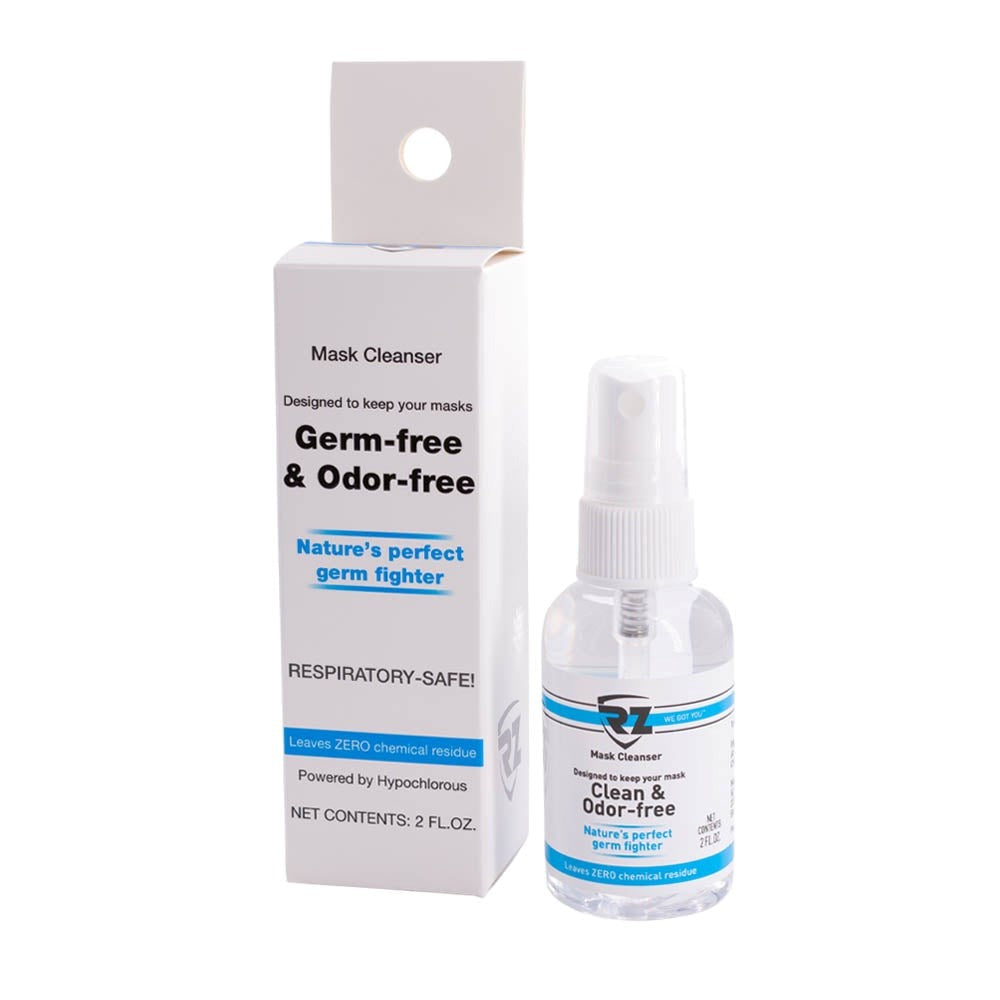 RZMask Dust Mask Cleanser 59ml Pump Spray Deodorant bottle with spray cap, designed for easy cleaning and maintenance